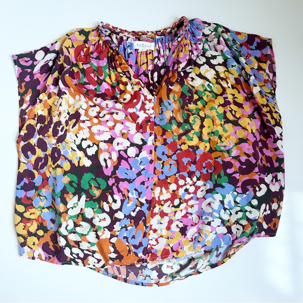 Velvet by Graham & Spencer | Women’s Red Purple Colorful Boxy Blouse Size M - Picture 4 of 7